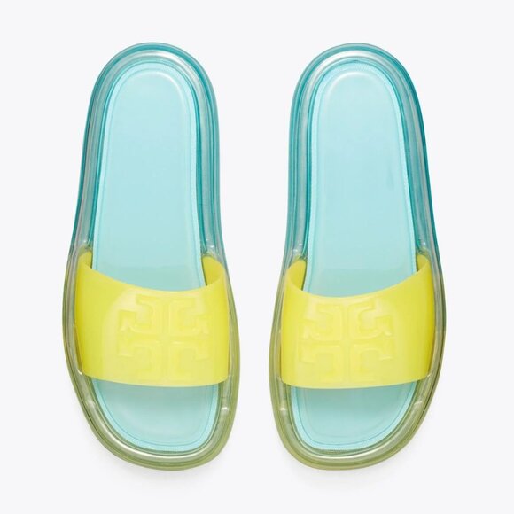 NEW Tory Burch Bubble Jelly Slides Slip on Sandals Women's Size 8 Light Blue - Picture 2 of 8